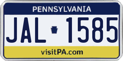 PA license plate JAL1585