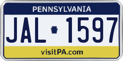 PA license plate JAL1597