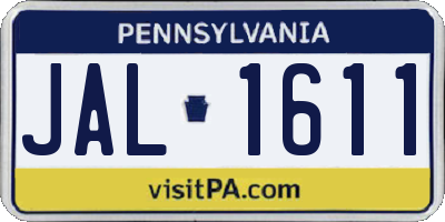 PA license plate JAL1611