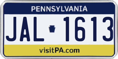 PA license plate JAL1613