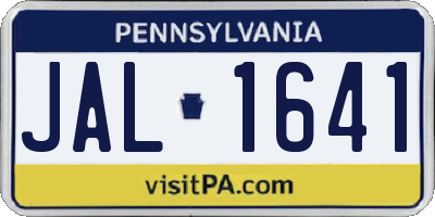 PA license plate JAL1641