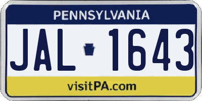 PA license plate JAL1643