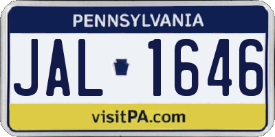 PA license plate JAL1646