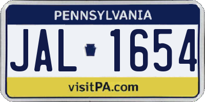 PA license plate JAL1654