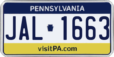 PA license plate JAL1663