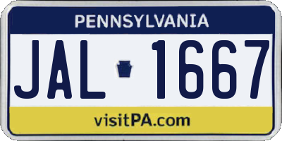PA license plate JAL1667