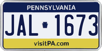 PA license plate JAL1673