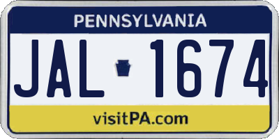 PA license plate JAL1674