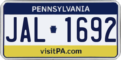 PA license plate JAL1692