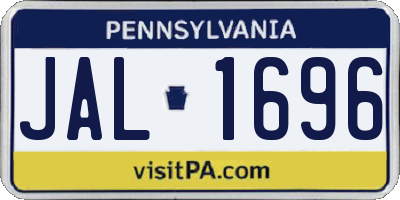 PA license plate JAL1696