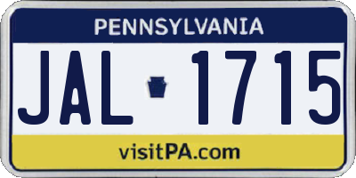 PA license plate JAL1715