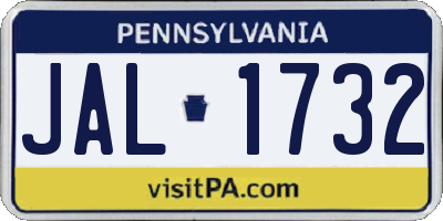 PA license plate JAL1732