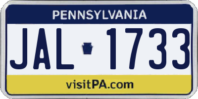 PA license plate JAL1733