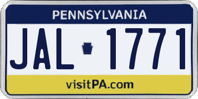 PA license plate JAL1771