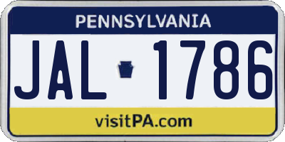 PA license plate JAL1786
