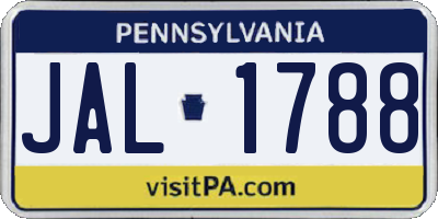 PA license plate JAL1788