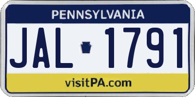 PA license plate JAL1791