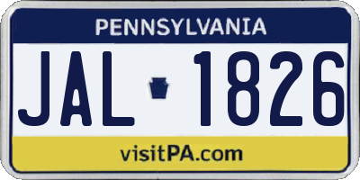 PA license plate JAL1826