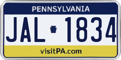 PA license plate JAL1834