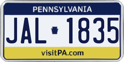 PA license plate JAL1835
