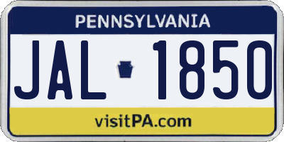 PA license plate JAL1850