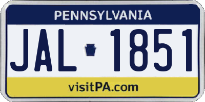 PA license plate JAL1851