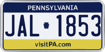 PA license plate JAL1853
