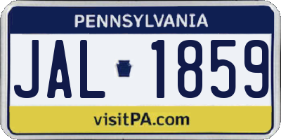 PA license plate JAL1859