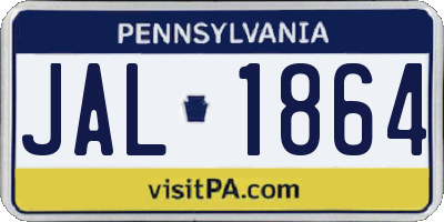PA license plate JAL1864