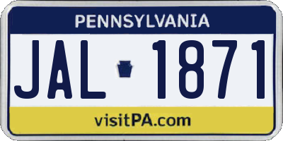 PA license plate JAL1871