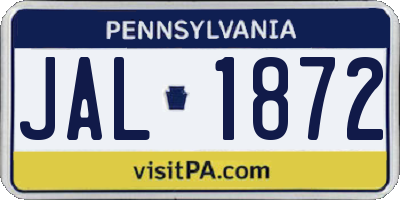 PA license plate JAL1872