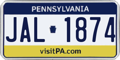 PA license plate JAL1874