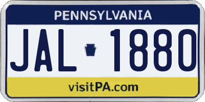 PA license plate JAL1880