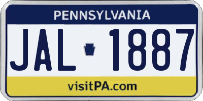 PA license plate JAL1887