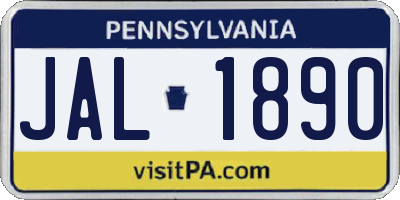 PA license plate JAL1890