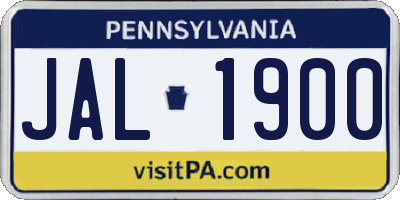 PA license plate JAL1900