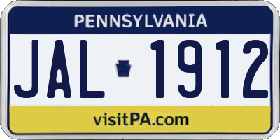 PA license plate JAL1912