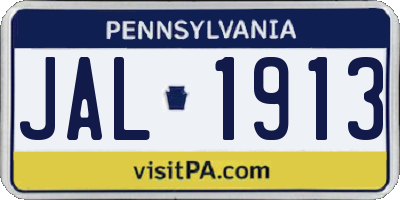 PA license plate JAL1913
