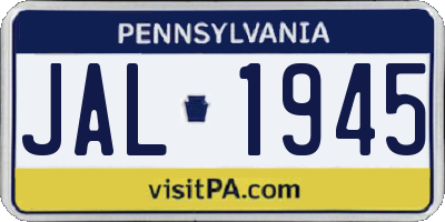 PA license plate JAL1945