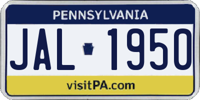 PA license plate JAL1950