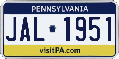 PA license plate JAL1951