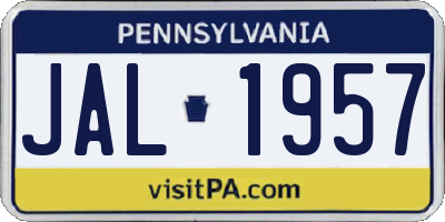 PA license plate JAL1957