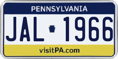 PA license plate JAL1966