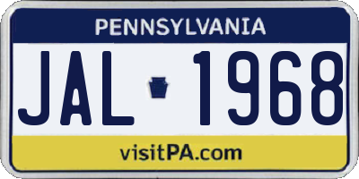 PA license plate JAL1968