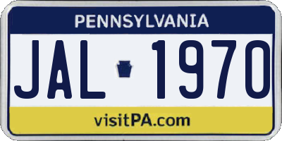 PA license plate JAL1970