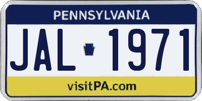 PA license plate JAL1971