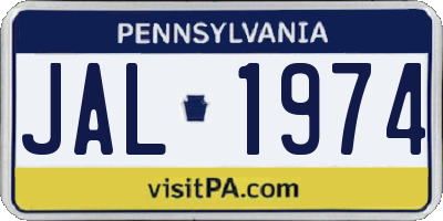 PA license plate JAL1974