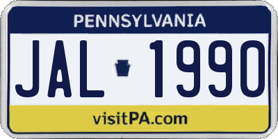 PA license plate JAL1990