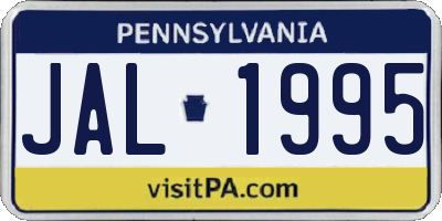 PA license plate JAL1995
