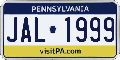 PA license plate JAL1999